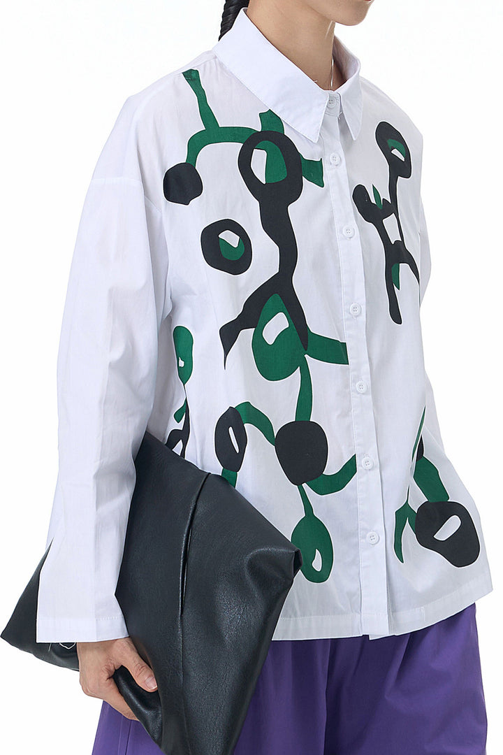 Bond Print Full Sleeve White Shirt