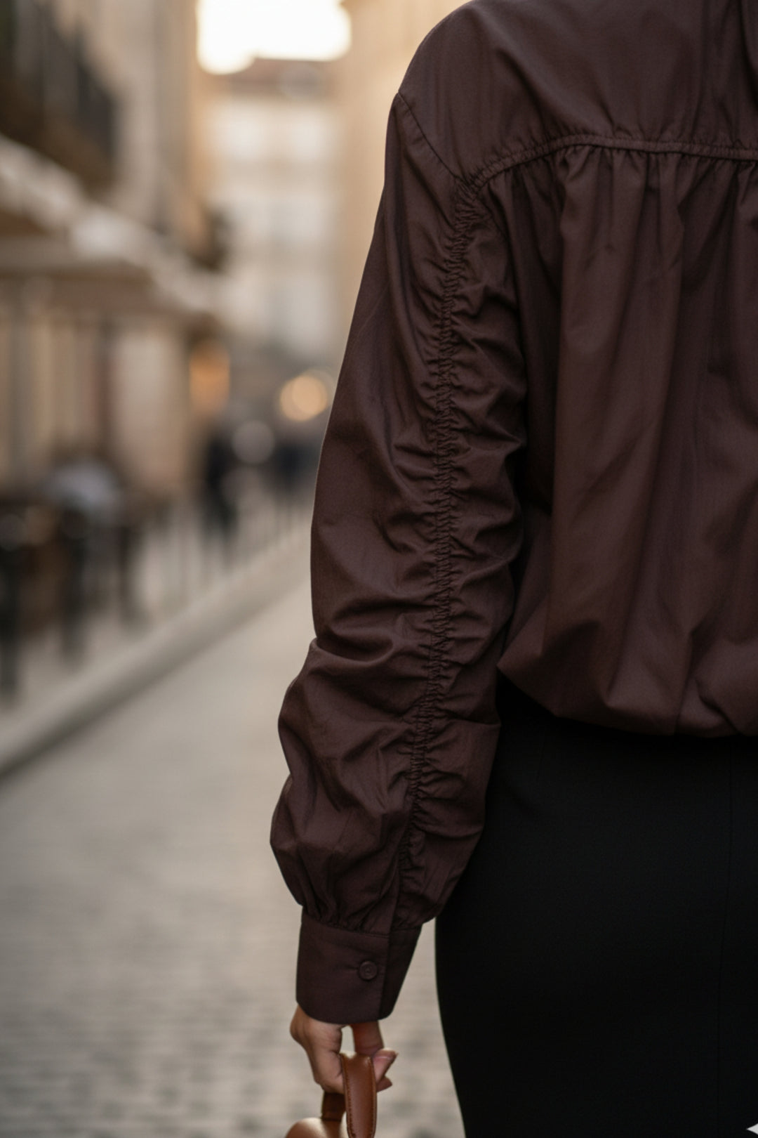 Cocoa Utility Band-Collar Shirt