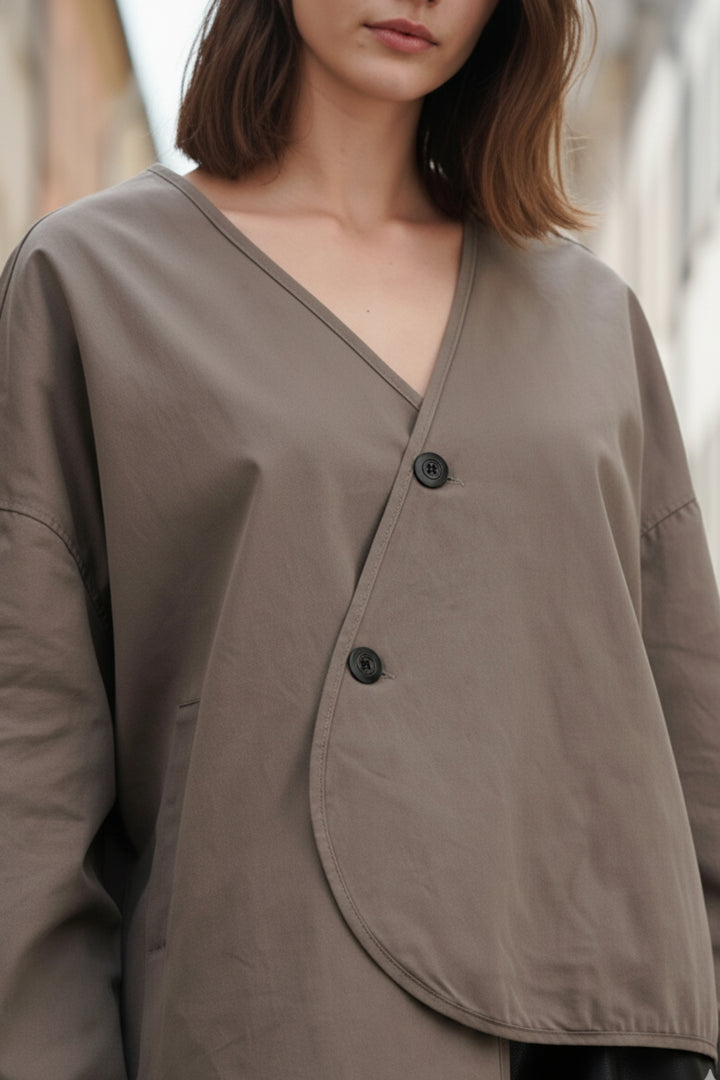 Diagonal Flap Street Wrap Jacket