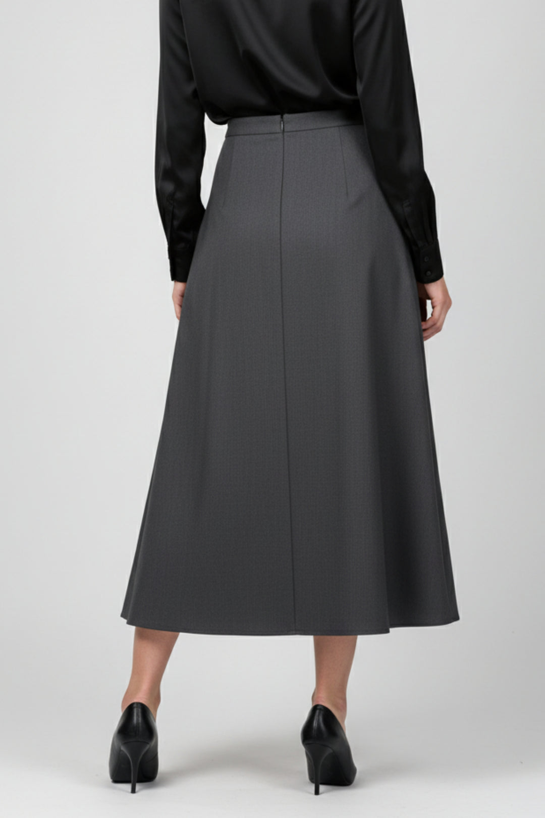 Gray Dual Belt Pleat Skirt