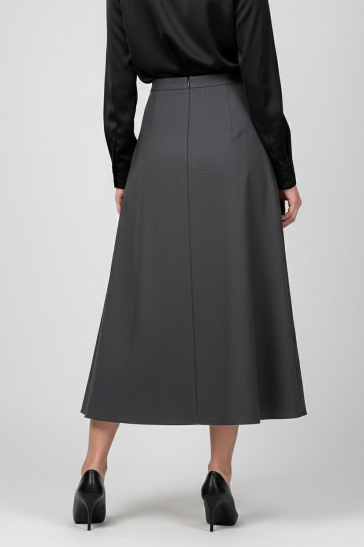 Gray Dual Belt Pleat Skirt