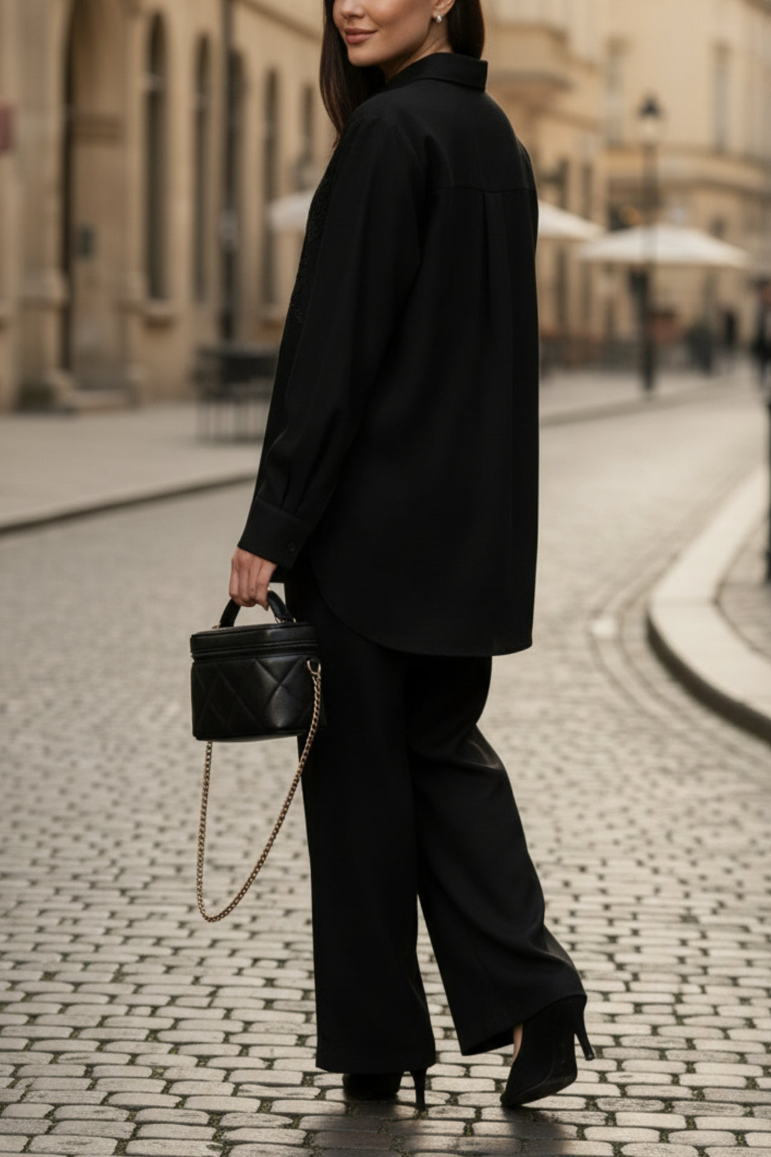 Black Oak Embroidered Linen Co-ord set