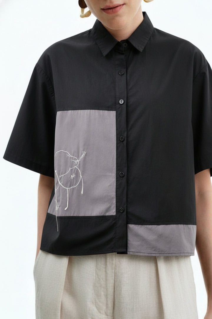 Black Gray Thread Work Shirt