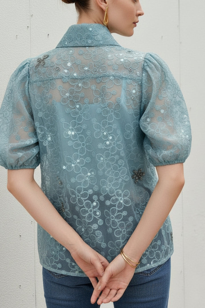 Baby Blue Embroidered Shirt