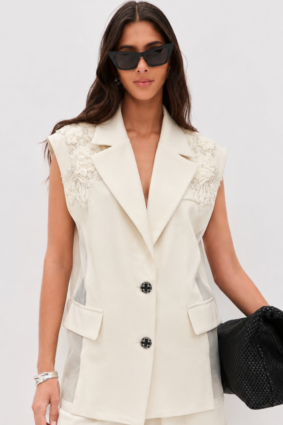 Ivory Embellished Vest