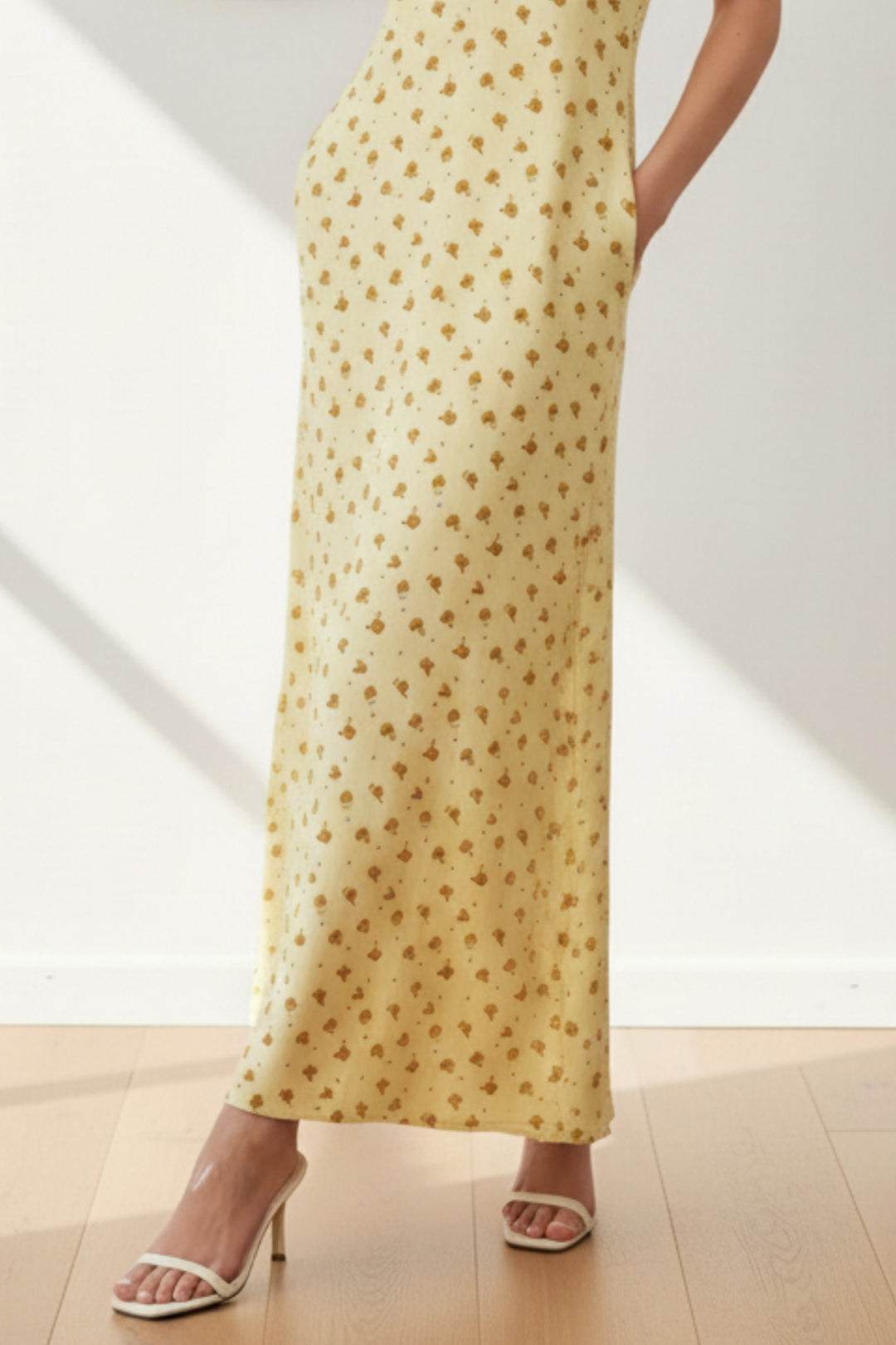 Yellow Floral Halter Neck Maxi Dress