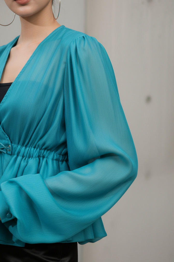 French Blue Sheer Top