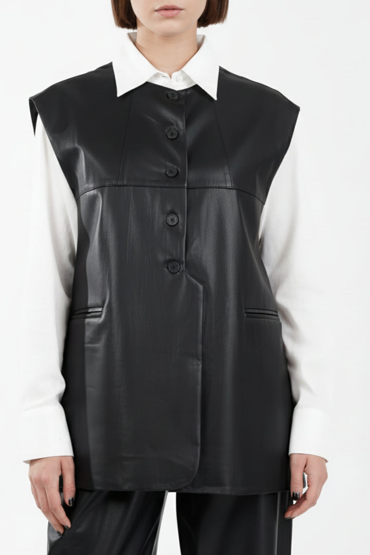 Blackout Blaze Leather Waist Coat