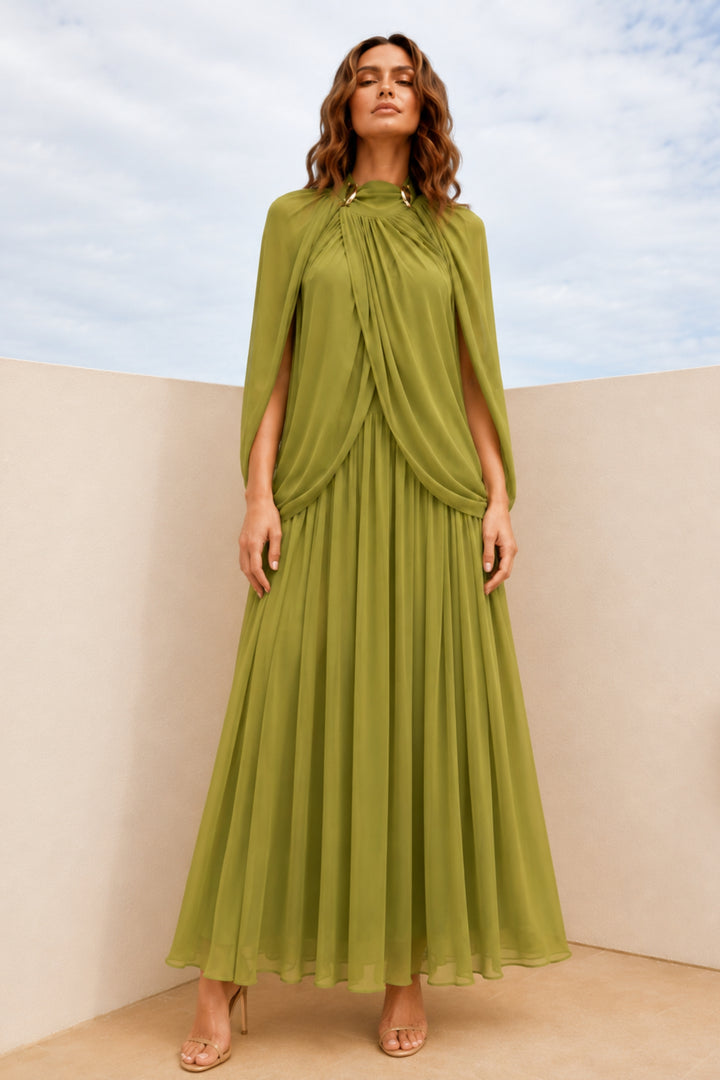Lime Veil Cape Dress