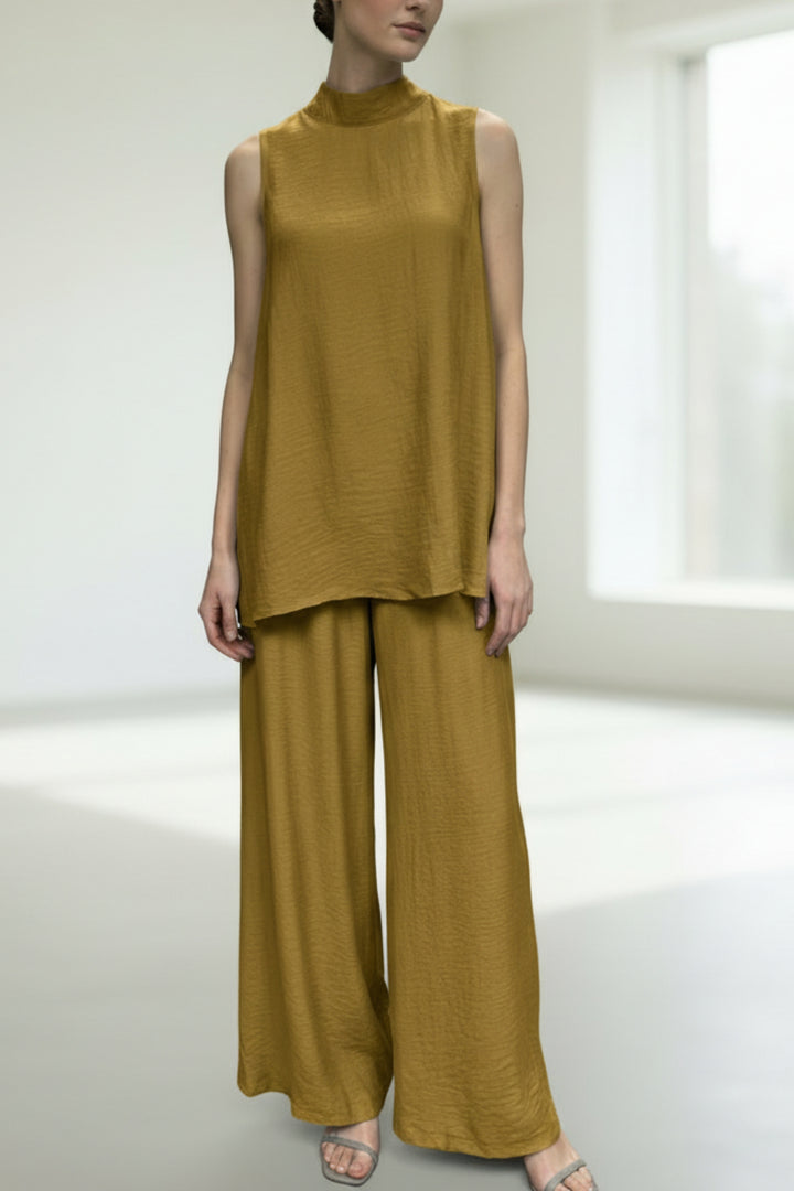 Mustard Back Slit Comfort Coord Set