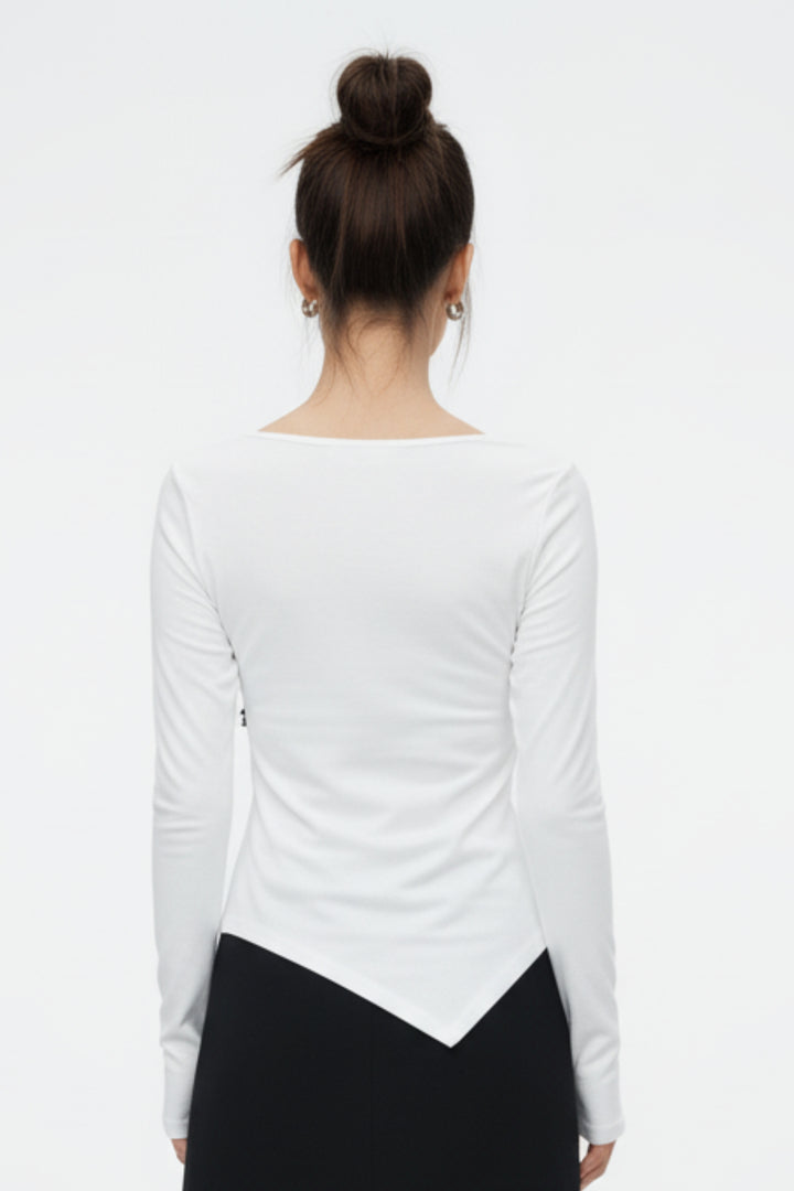 Sweetheart Off-White Frayed Top
