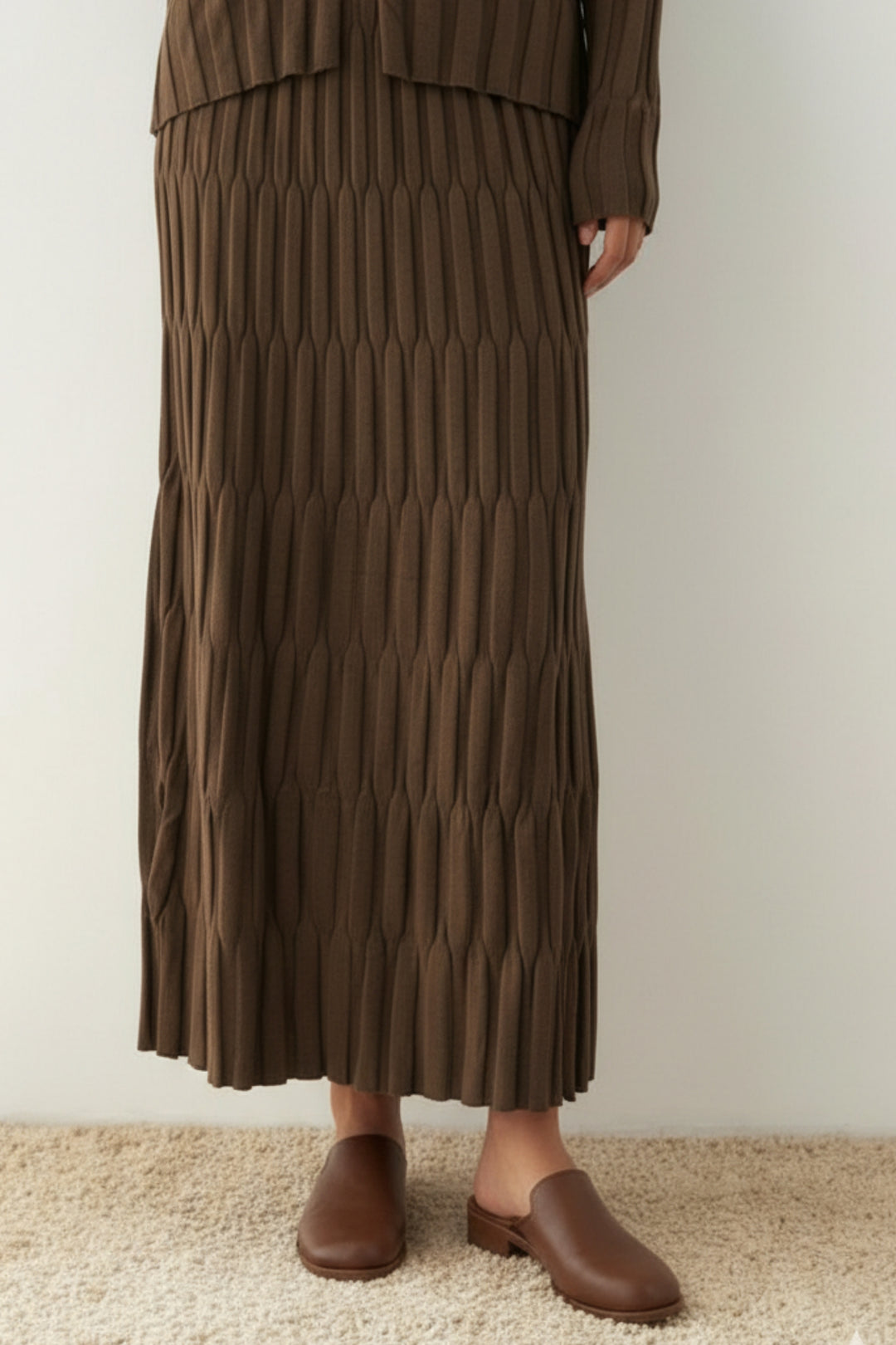 Earthtone Wave Knit Skirt Co-ord Set