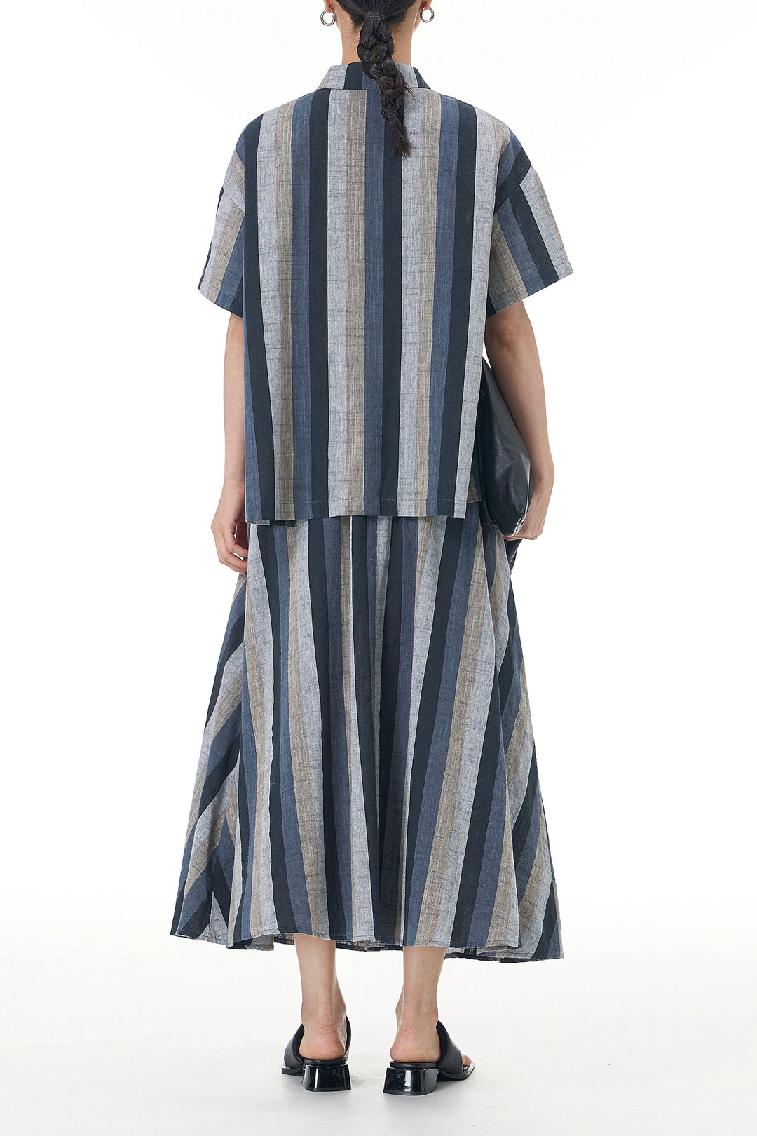 Aquamarine Striped Linen Coord Set