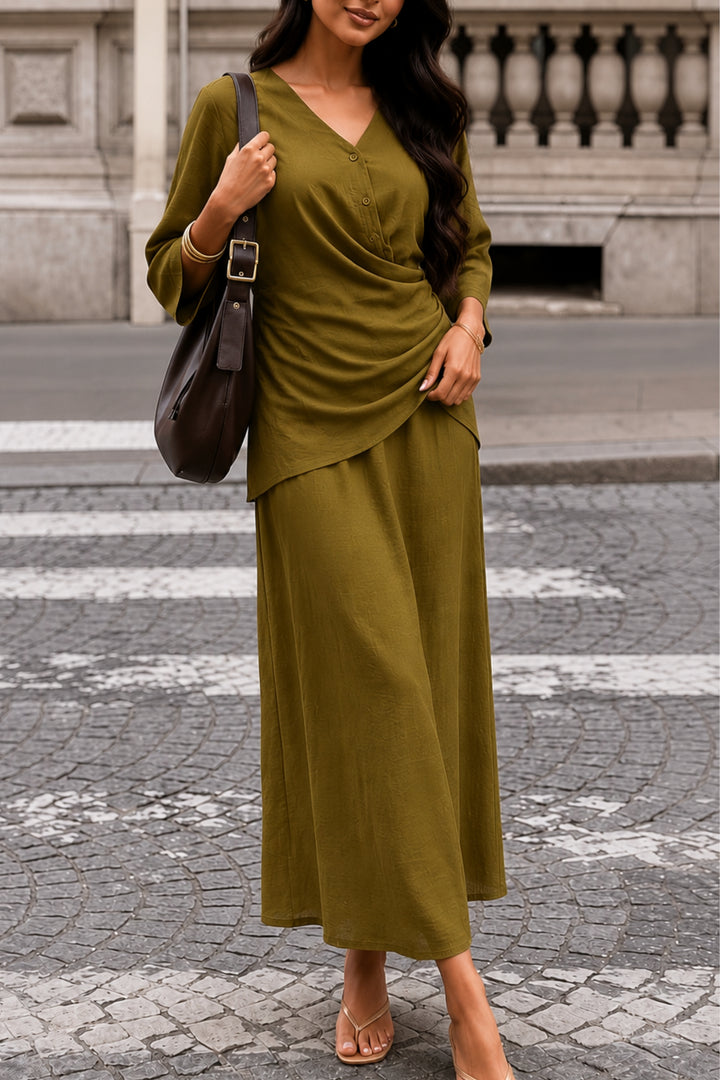 Olive Linen Wrap Coord