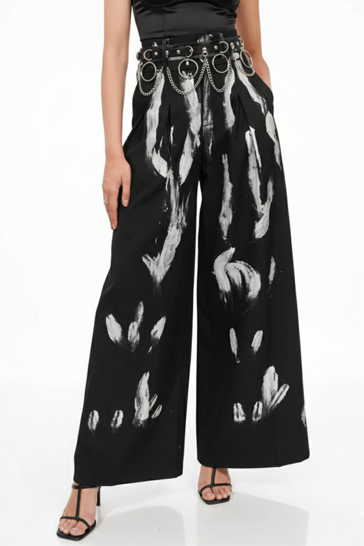 Brush Stroke Black Pants