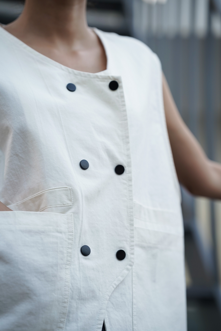 Crisp White Double-Breasted Vest