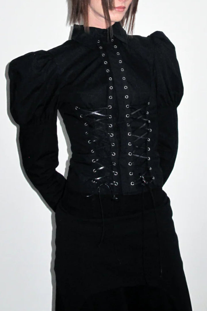 Grunge Black Tie-up Shirt