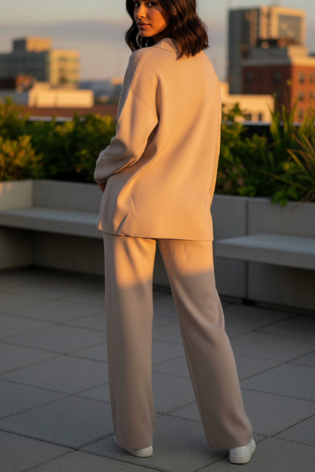 Soft Dune Collared  Knit Co-ord Set