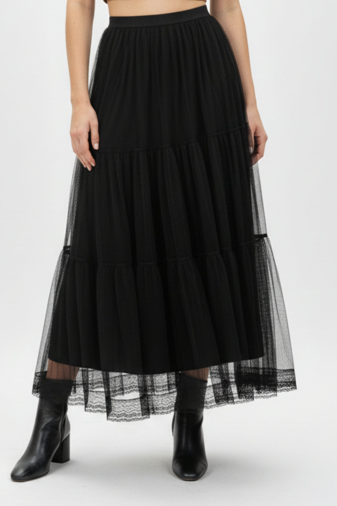 Brown Mist Leather Shirt & Mesh Skirt Co-ord Set