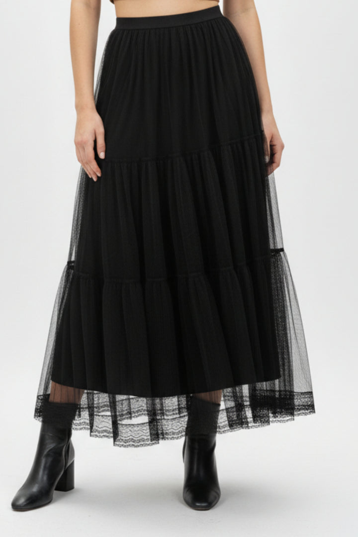 Brown Mist Leather Shirt & Mesh Skirt Co-ord Set