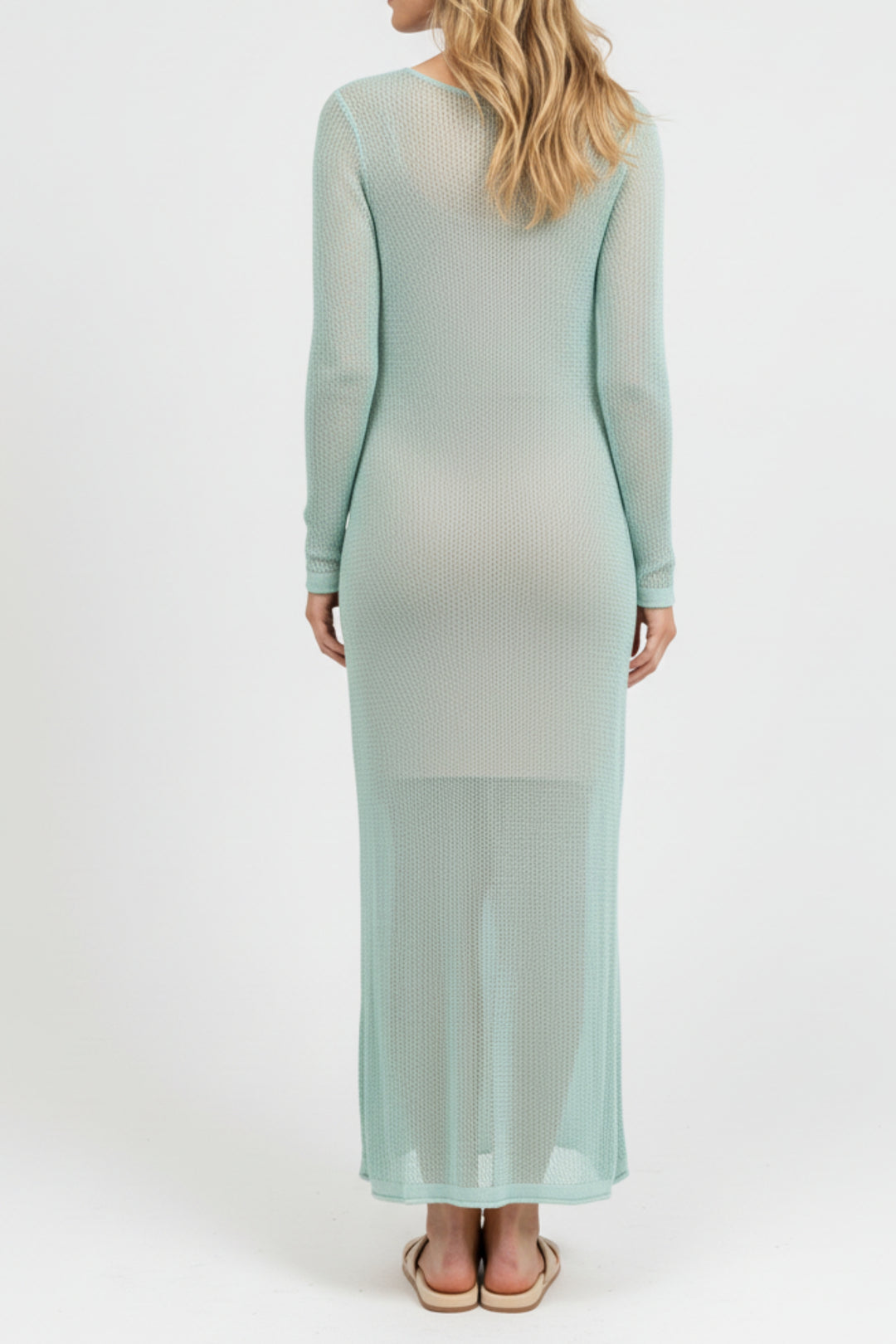 Minty Blue Crochet Knit Dress