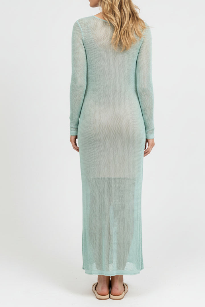 Minty Blue Crochet Knit Dress