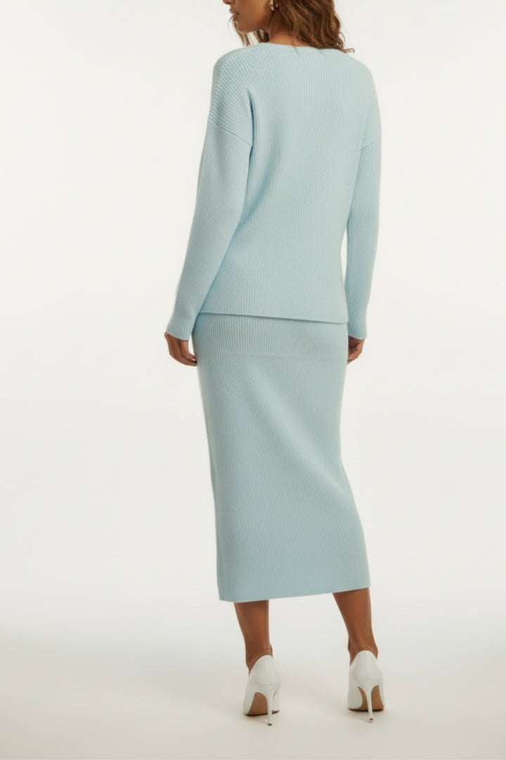Sky Mist Knitted Skirt Co-ord Set