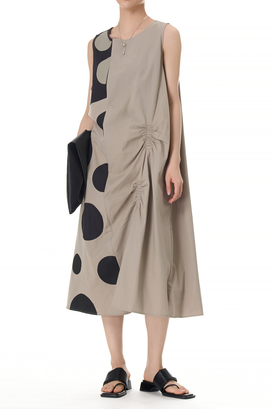 Oversized Cotton Dress With Polka Dots