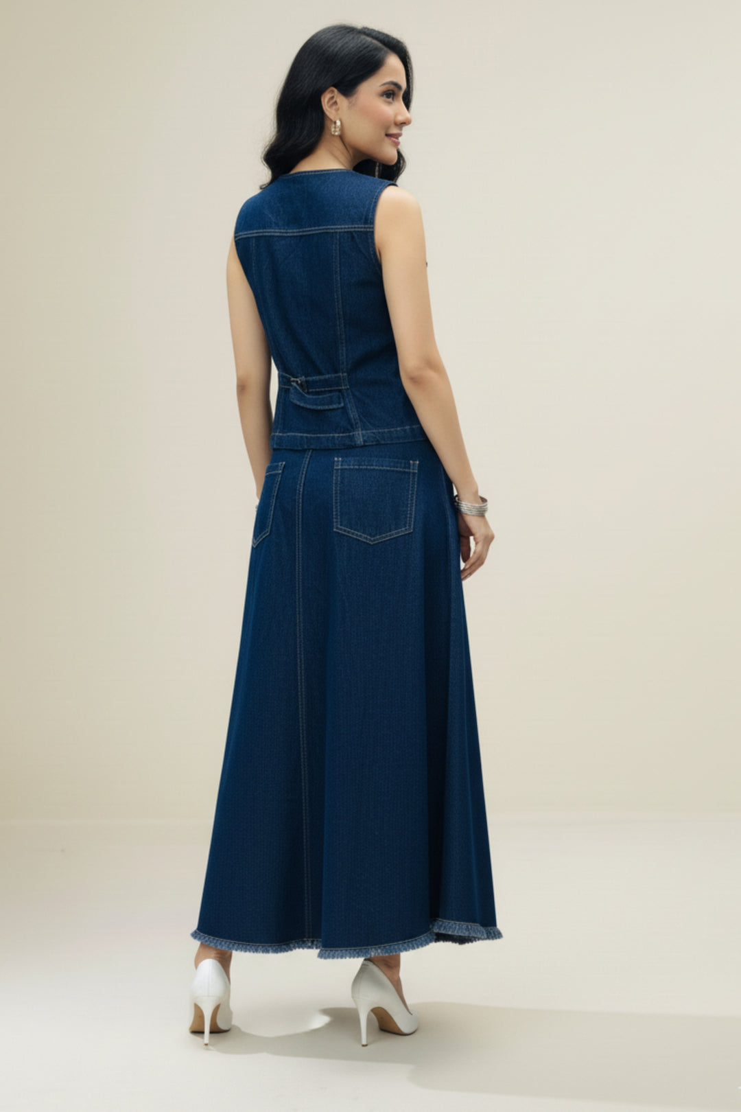 Denim Vest & Skirt Co-Ord Set