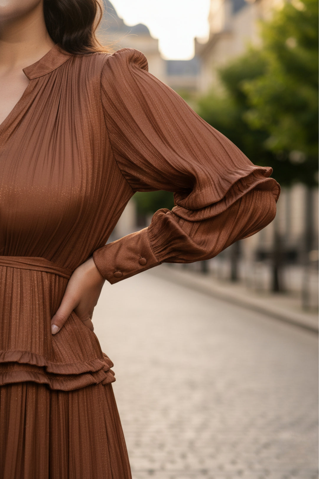 Metallic Bronze Tiered dress