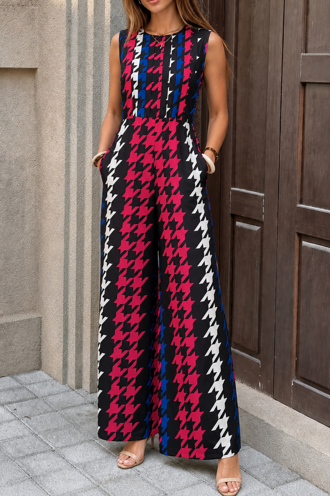 Tweed Print Jumpsuit for Women