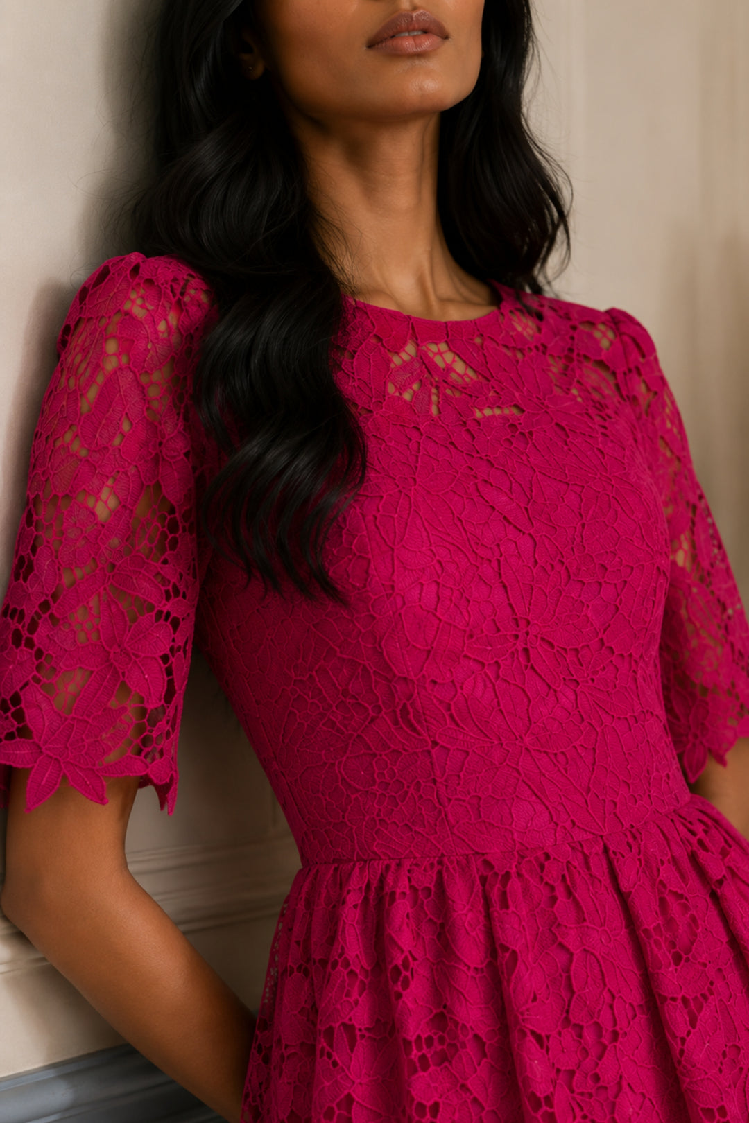 Fuchsia Bloom Lace Dress