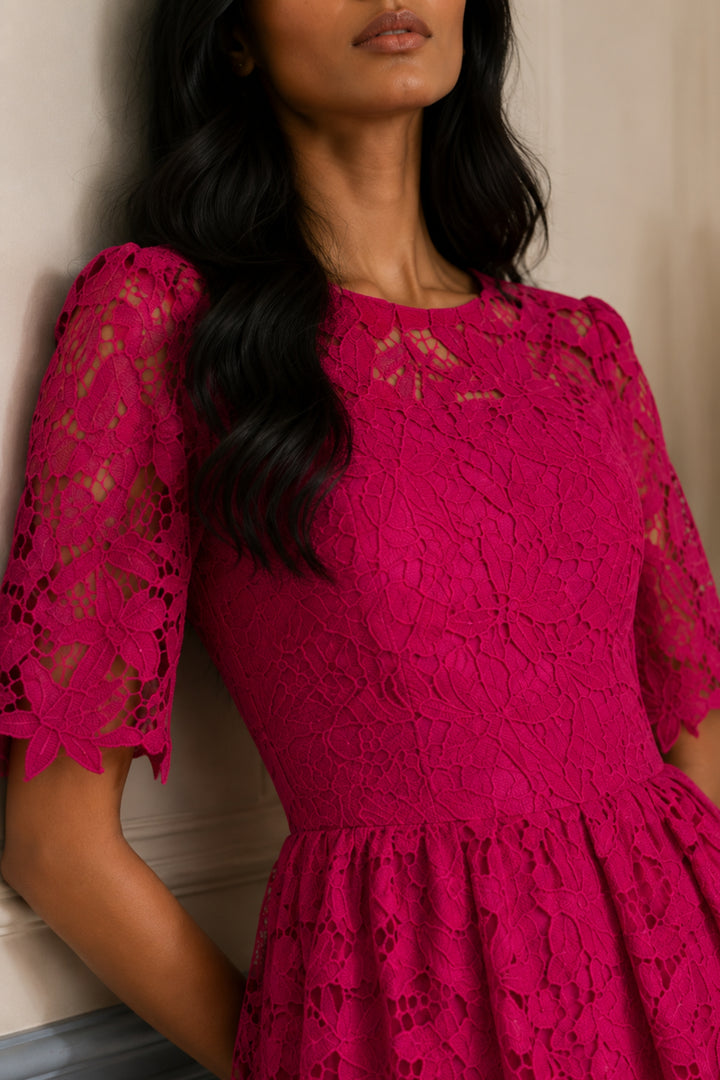 Fuchsia Bloom Lace Dress