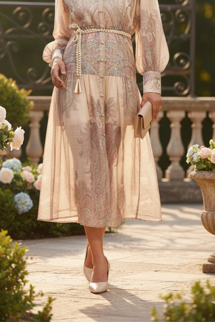 Ginger Root Printed Button Dress