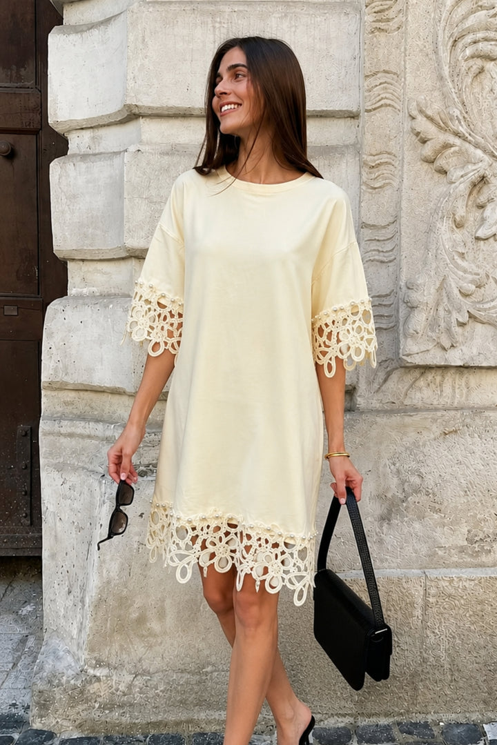 Pearl Bloom Lace Lemon Dress
