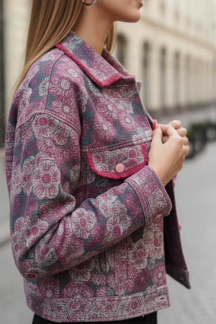 Pink Blossom Denim Jacket