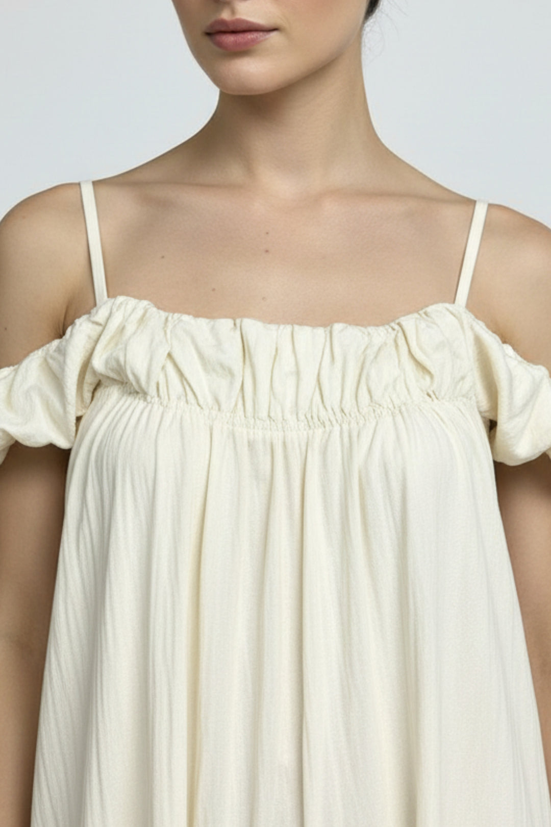Barely Ivory Ruffle Dress