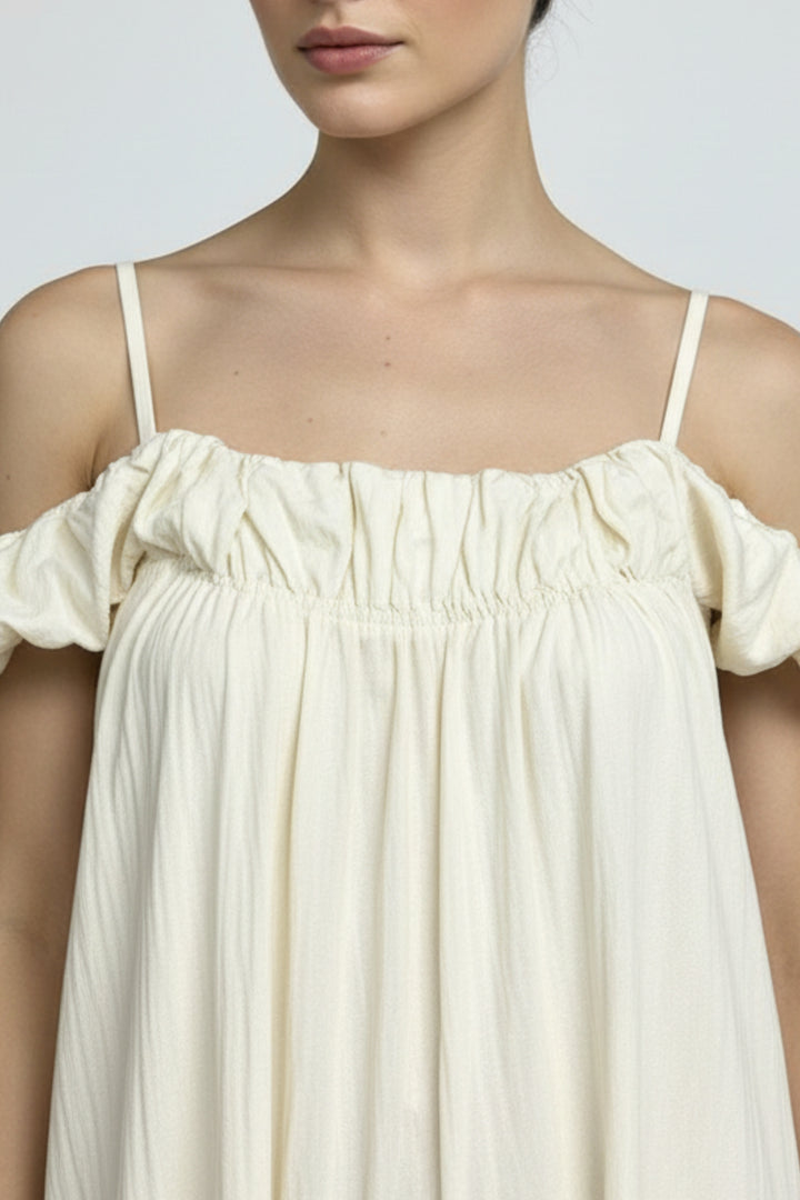 Barely Ivory Ruffle Dress
