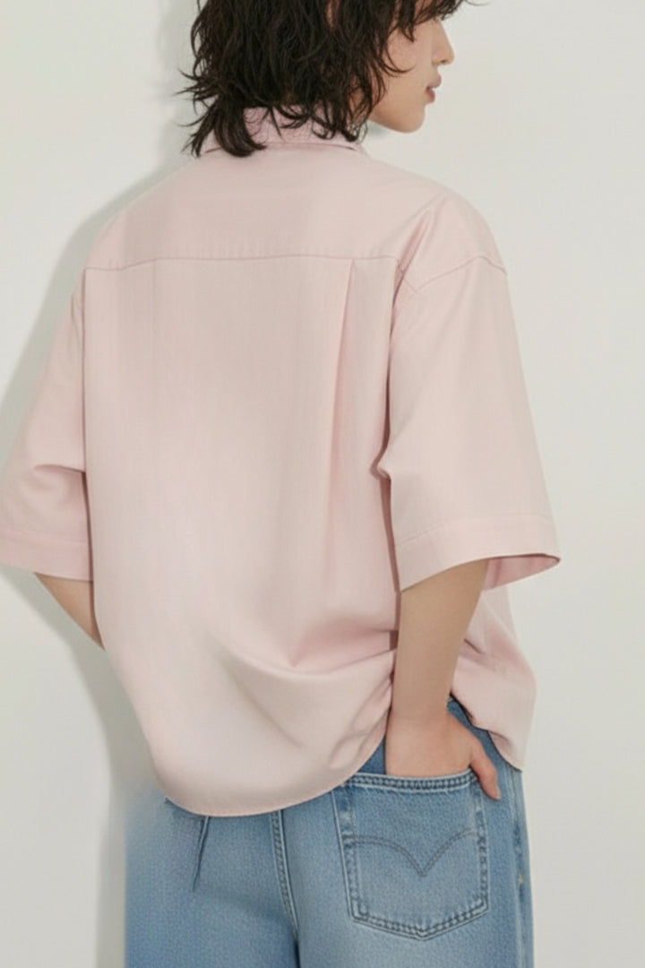 Peach Extended Flap Cotton Shirt
