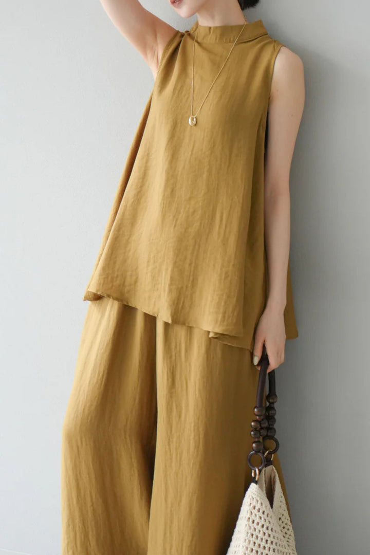 Mustard Back Slit Comfort Coord Set