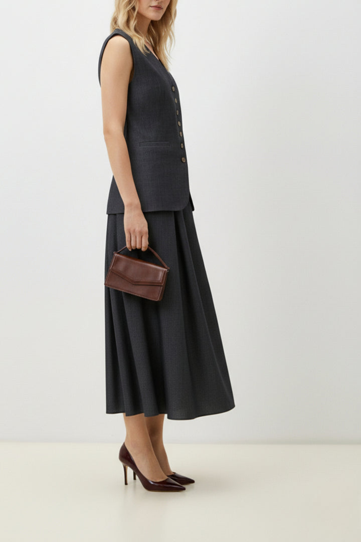 Denim Waistcoat Skirt Co-ord Set