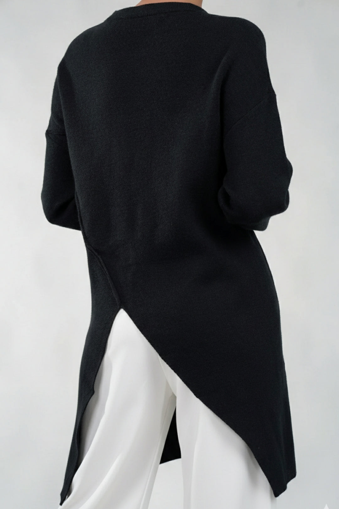 Black Horizon Long Cut Sweater