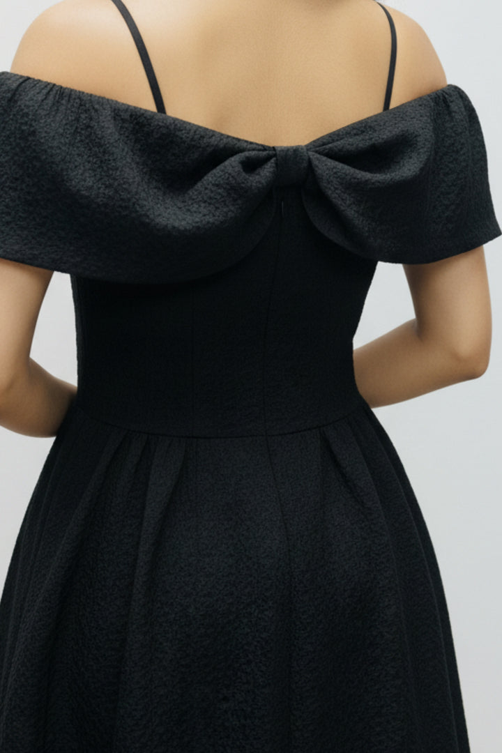 Classic Black Bow-Tie Mini Dress