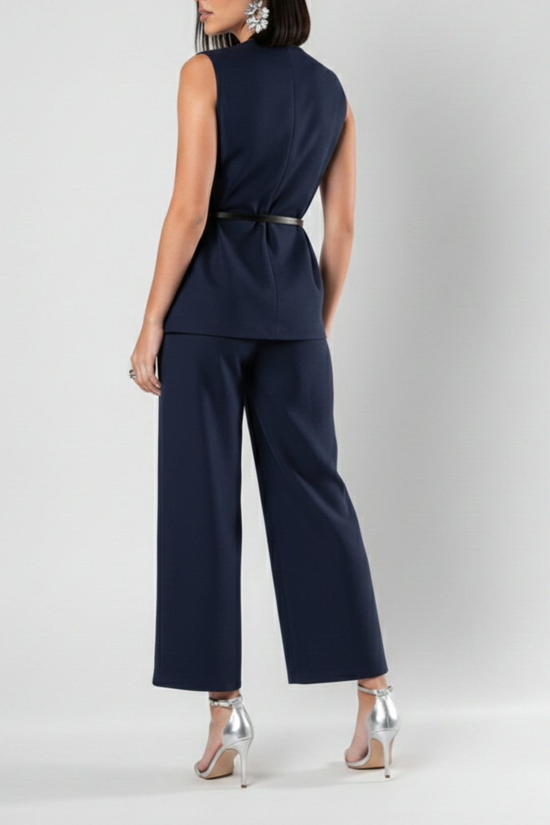Navy Belted Tailored Co-Ord Set