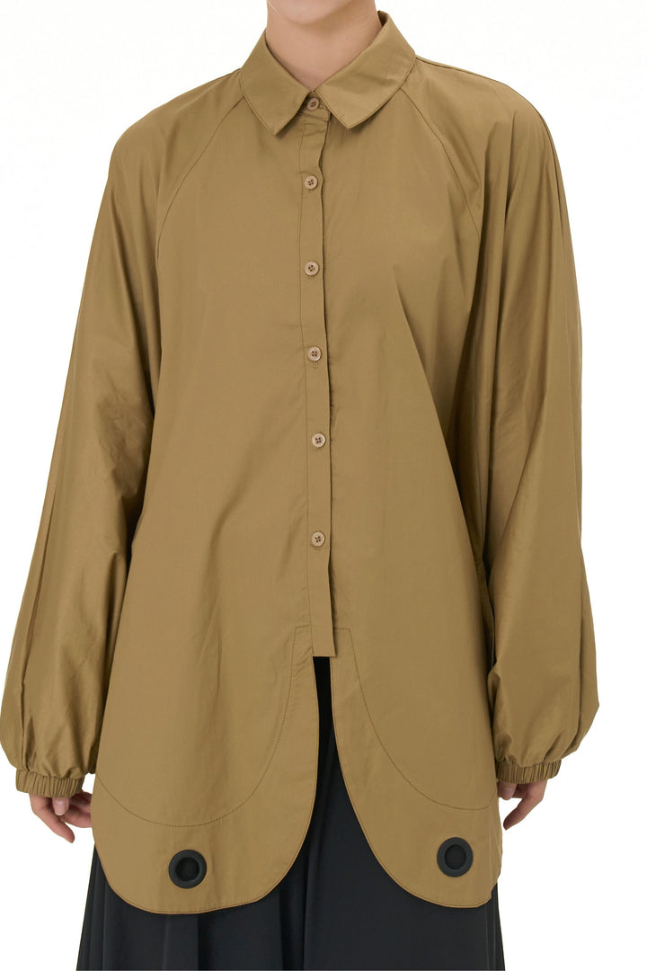 Oversized Shirt With Scalloped Hem