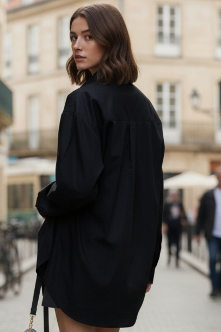 Noir Drape Buckle Shirt