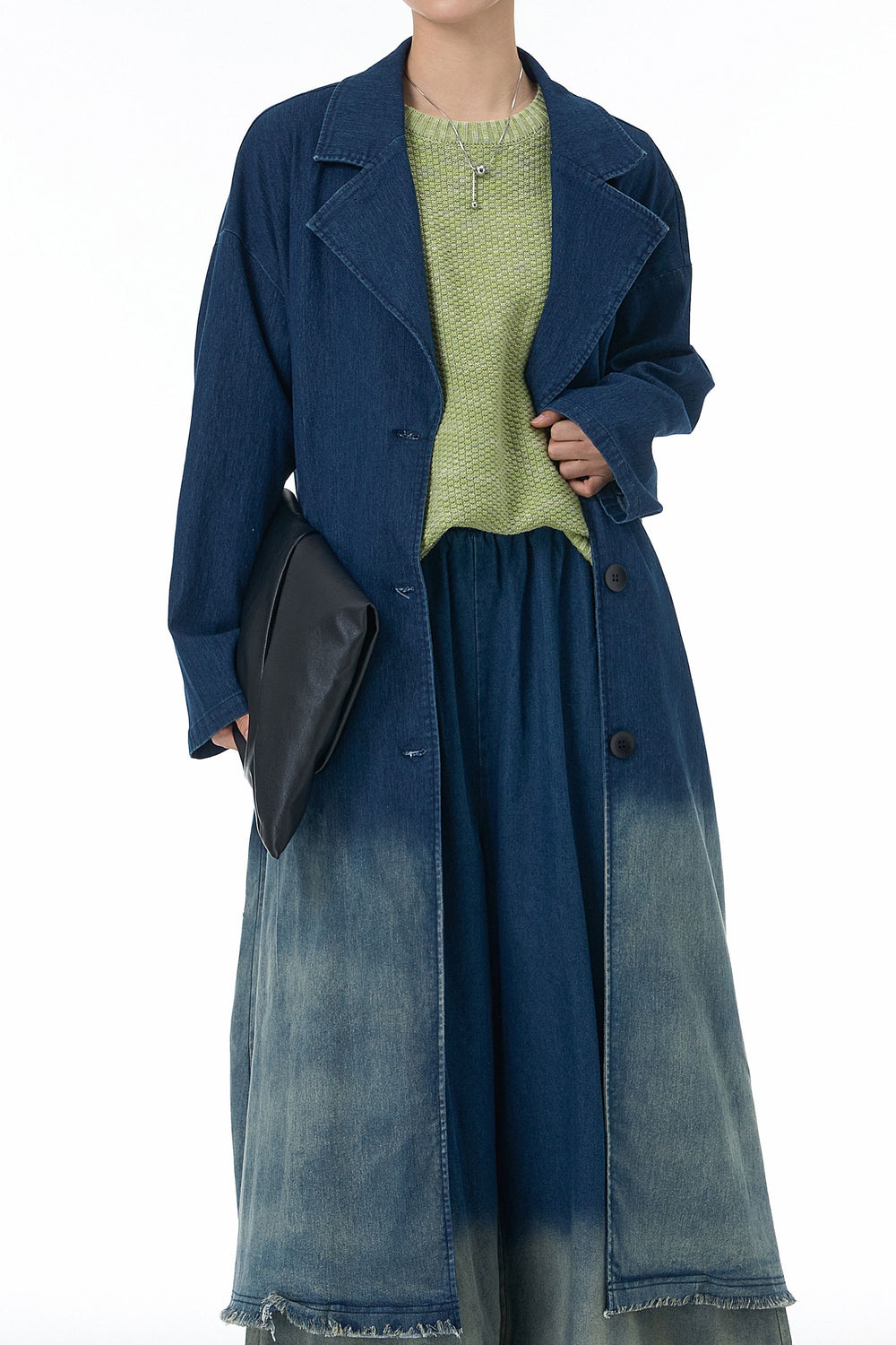 Indigo blue trench coat for women