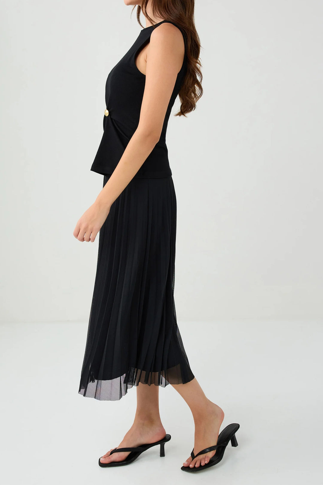 Midnight Mesh Pleated Skirt