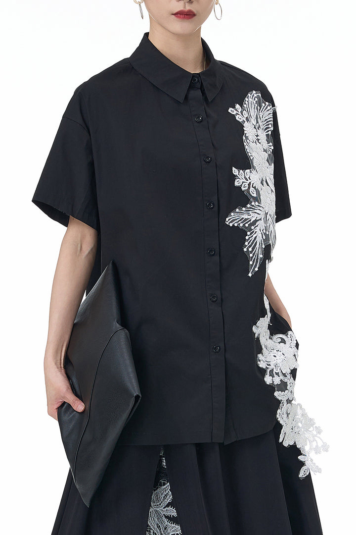 Raya Black Embroidered Shirt