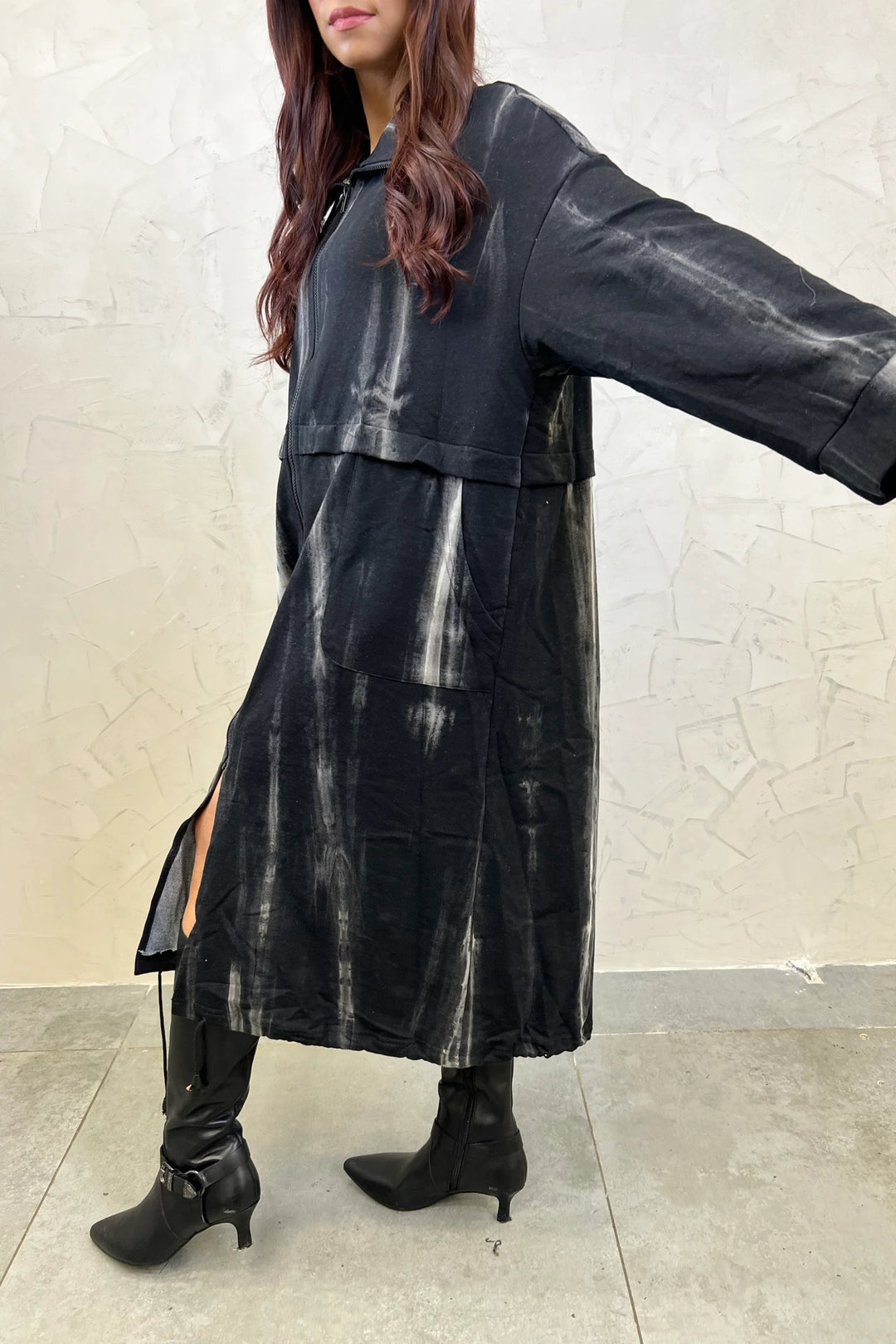 Marbel Illusion Trench Coat Dress